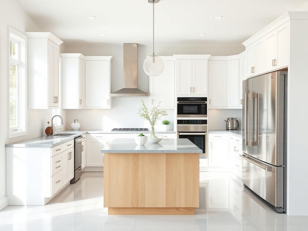 White & Wood Island Kitchen